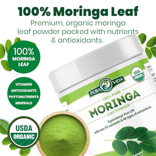 PURA VIDA MORINGA Moringa Powder Organic Single Origin - Premium 100% Leaf Powder - Maple Wellness Supplements