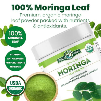 PURA VIDA MORINGA Moringa Powder Organic Single Origin - Premium 100% Leaf Powder - Maple Wellness Supplements