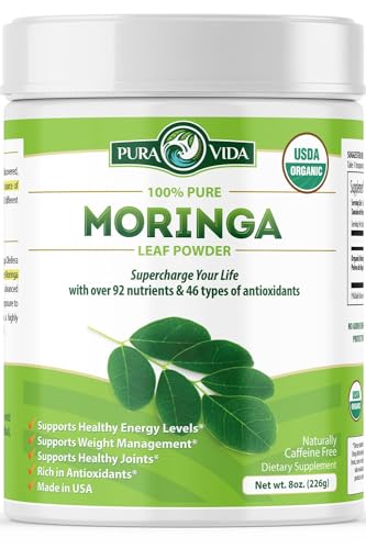 PURA VIDA MORINGA Moringa Powder Organic Single Origin - Premium 100% Leaf Powder - Maple Wellness Supplements
