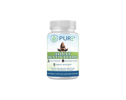 PURE Adult Multivitamin with Vitamins A, C, D3, B12, Minerals, Digestive Enzymes, 90 Capsules, 30 Servings - Maple Wellness Supplements