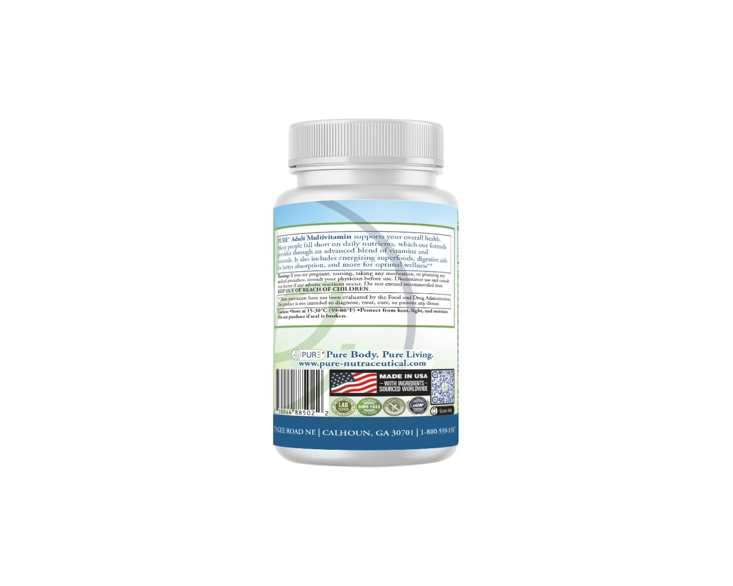 PURE Adult Multivitamin with Vitamins A, C, D3, B12, Minerals, Digestive Enzymes, 90 Capsules, 30 Servings - Maple Wellness Supplements