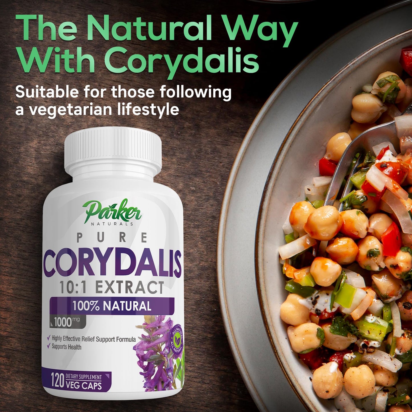 Pure Corydalis Root Extract Capsule - 1000mg Strength, 10:1 Corydalis Yanhusuo Extract, Natural Relief, Long Lasting, 100% Vegetarian, 60 Servings, 120 Count - Maple Wellness Supplements