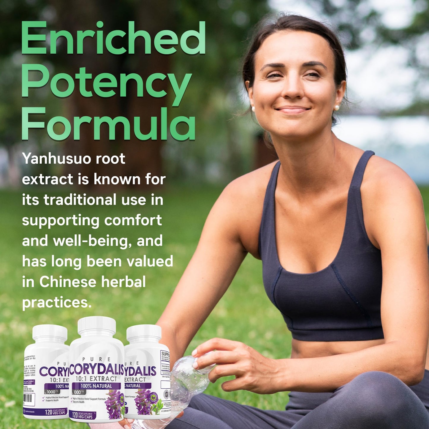 Pure Corydalis Root Extract Capsule - 1000mg Strength, 10:1 Corydalis Yanhusuo Extract, Natural Relief, Long Lasting, 100% Vegetarian, 60 Servings, 120 Count - Maple Wellness Supplements
