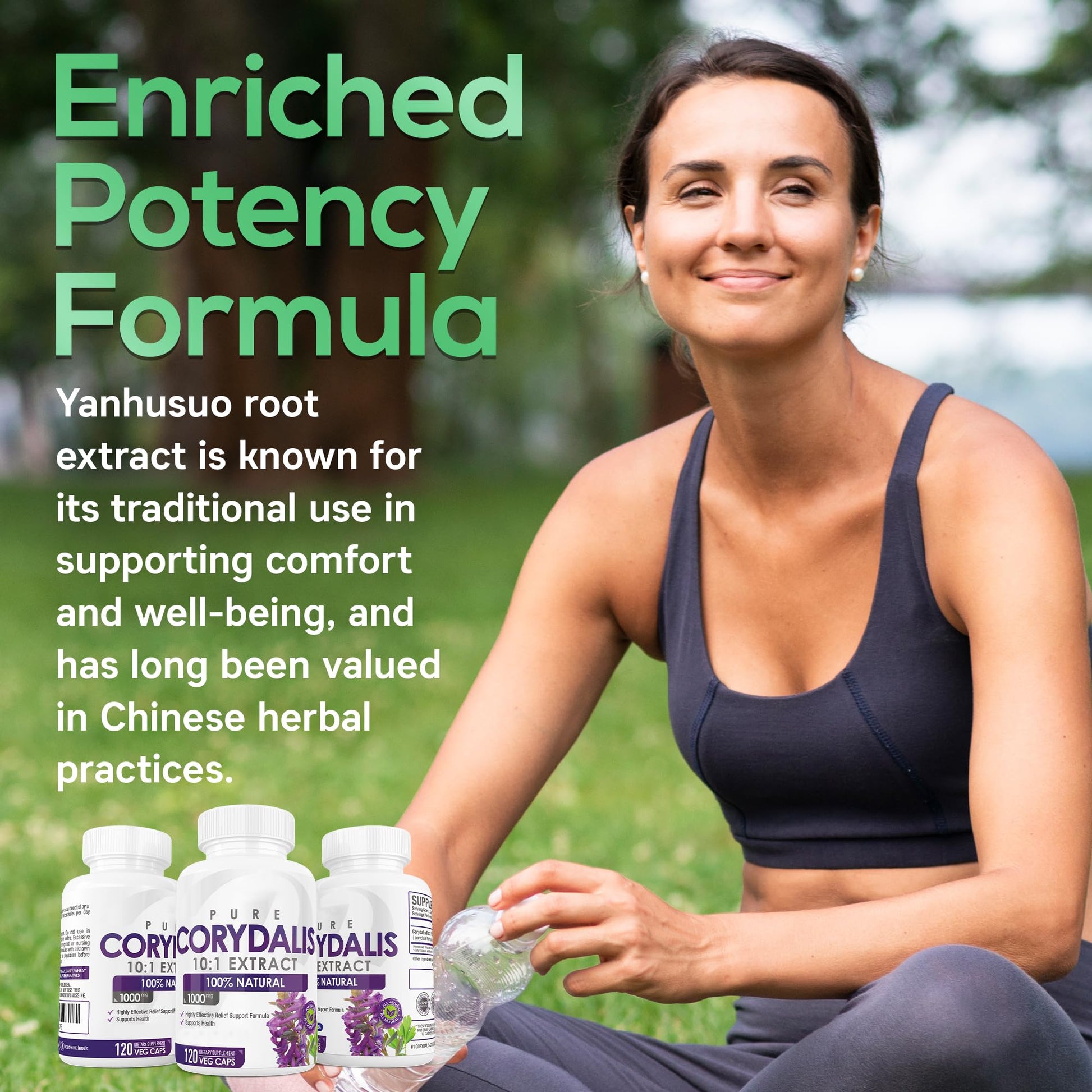 Pure Corydalis Root Extract Capsule - 1000mg Strength, 10:1 Corydalis Yanhusuo Extract, Natural Relief, Long Lasting, 100% Vegetarian, 60 Servings, 120 Count - Maple Wellness Supplements