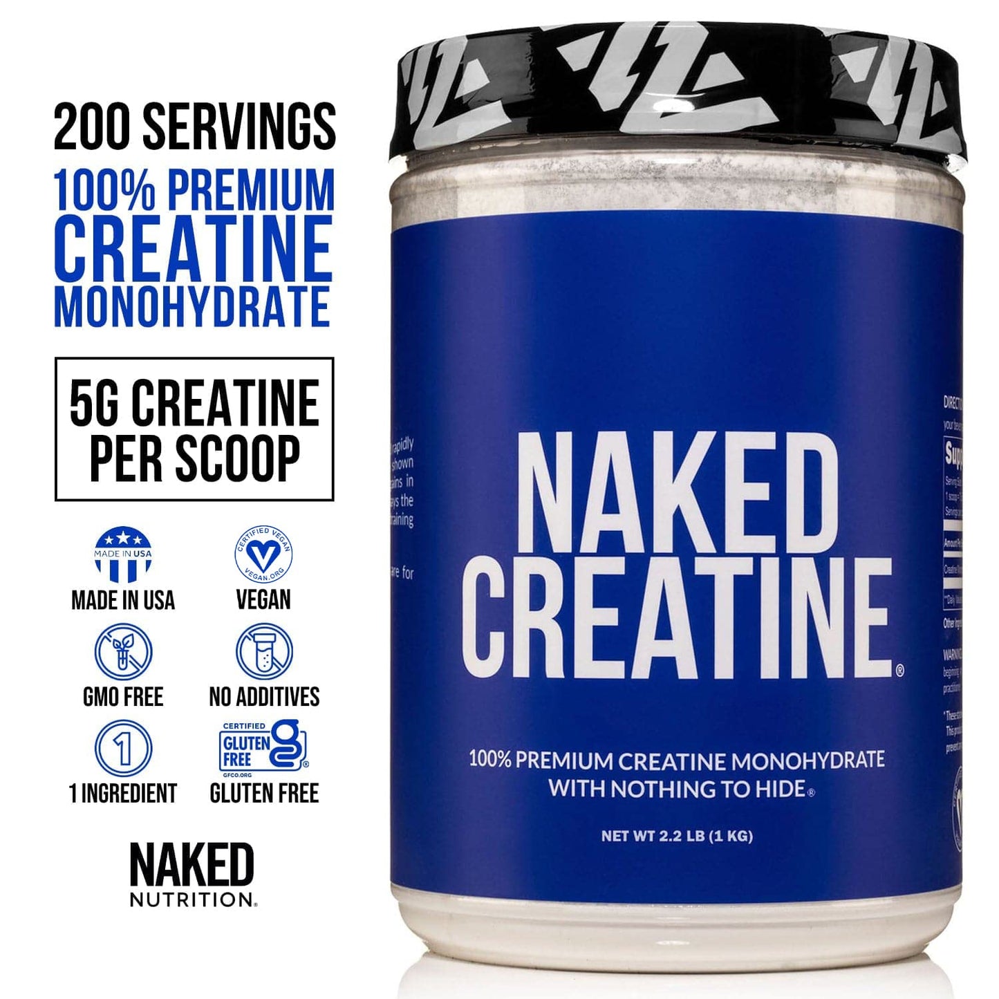 Pure Creatine Monohydrate – 200 Servings - 1,000 Grams, 2.2lb Bulk, Vegan, Non-GMO - Maple Wellness Supplements
