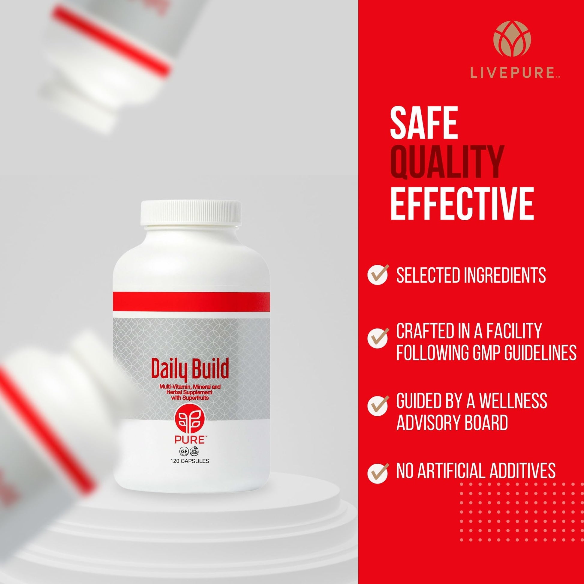 PURE Daily Build | 120 Capsules | Advanced Multivitamin Supplement | Enhanced with Essential Vitamins, Minerals - Maple Wellness Supplements