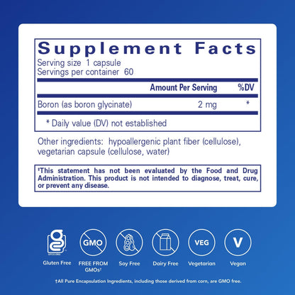 Pure Encapsulations Boron (Glycinate) | Supplement for Hormone Balance, Bone Strength and Health, Connective Tissue, and Nutrient Metabolism* | 60 Capsules - Maple Wellness Supplements