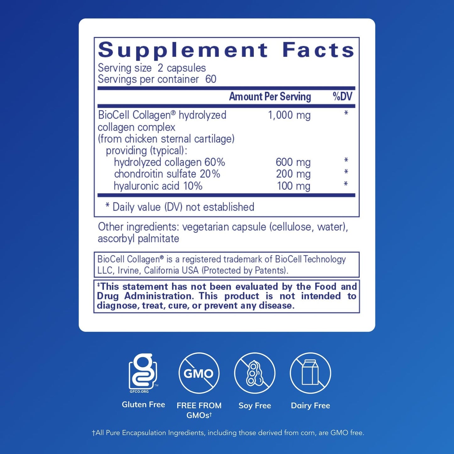 Pure Encapsulations Collagen JS - Skin & Joint Health* - 1,000 mg Hydrolyzed Biocell Collagen - Gluten Free & Non-GMO - 120 Capsules - Maple Wellness Supplements