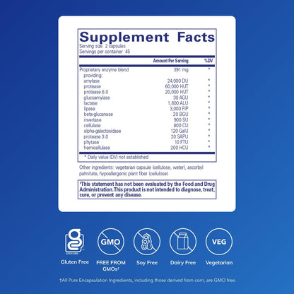 Pure Encapsulations Digestive Enzymes Ultra - Vegetarian Digestive Enzyme Supplement to Support Protein, Carb, Fiber, and Dairy Digestion* - 90 Capsules - Maple Wellness Supplements