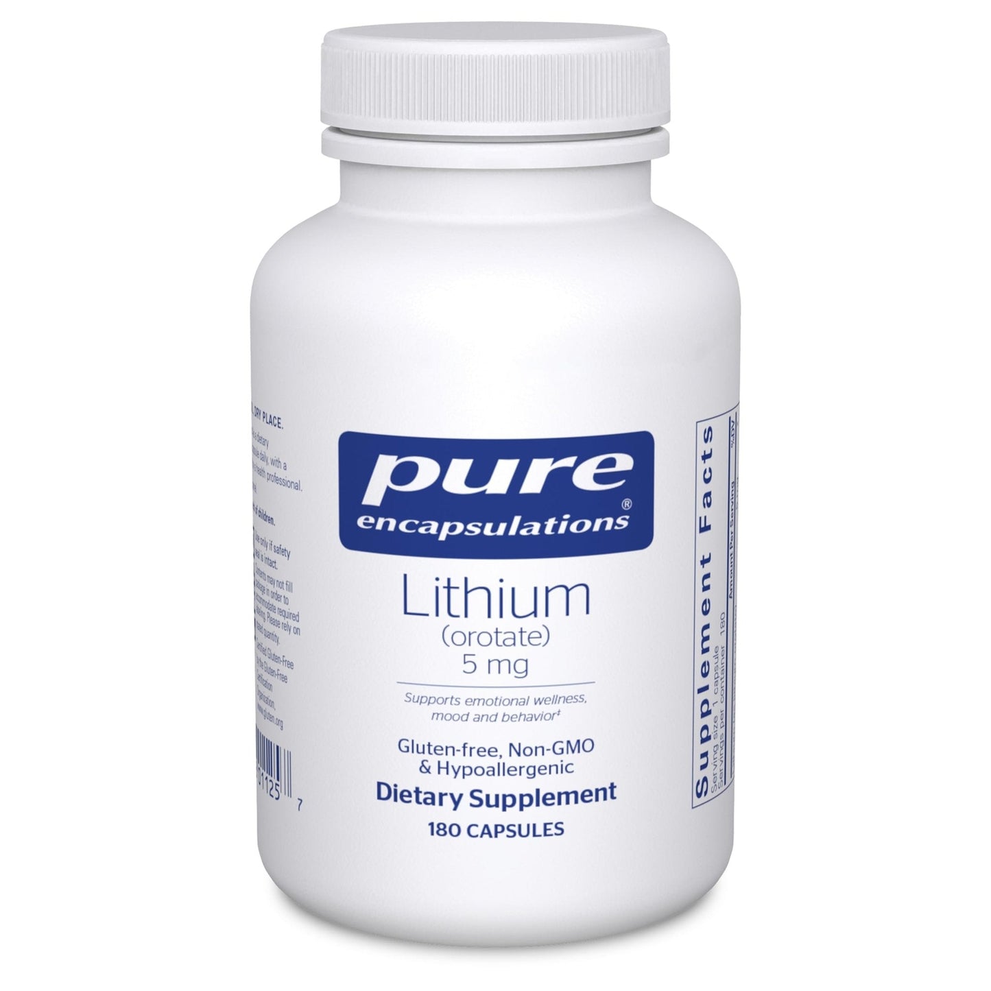 Pure Encapsulations Lithium Orotate 5 mg - Brain Support Supplement - with N-Acetyl-L-Cysteine (NAC) for Memory & Brain Behavior* - Maple Wellness Supplements