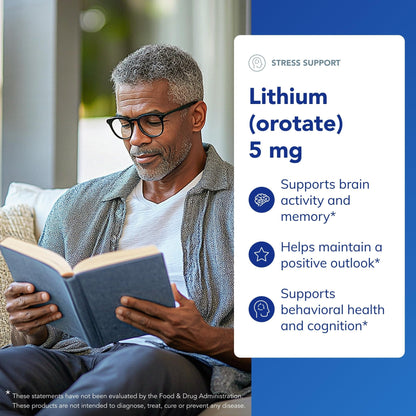 Pure Encapsulations Lithium Orotate 5 mg - Brain Support Supplement - with N-Acetyl-L-Cysteine (NAC) for Memory & Brain Behavior* - Maple Wellness Supplements