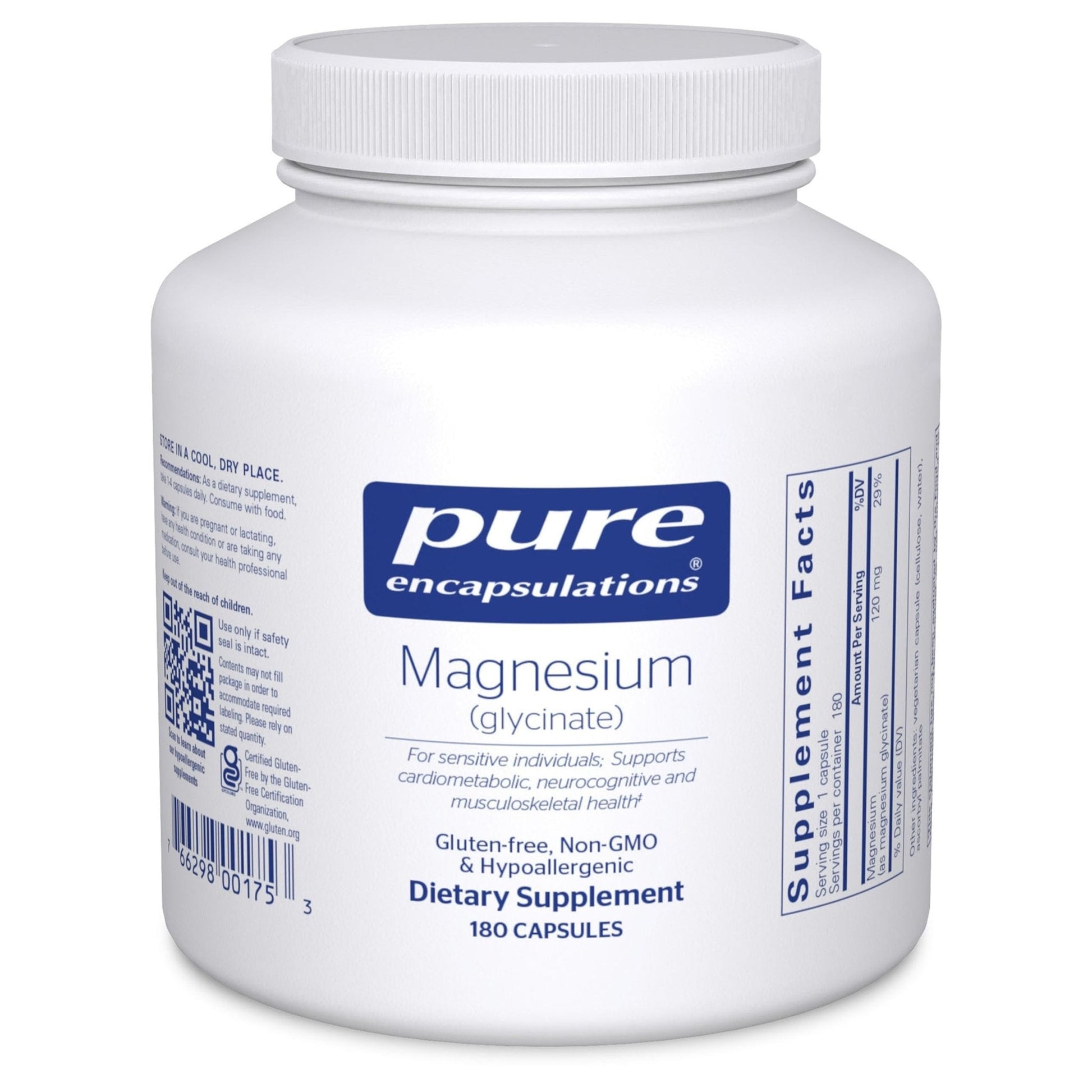 Pure Encapsulations Magnesium (Glycinate) - Supplement to Support Stress Relief, Sleep, Heart Health, Nerves, Muscles, and Metabolism* - with Magnesium Glycinate - 180 Capsules - Maple Wellness Supplements