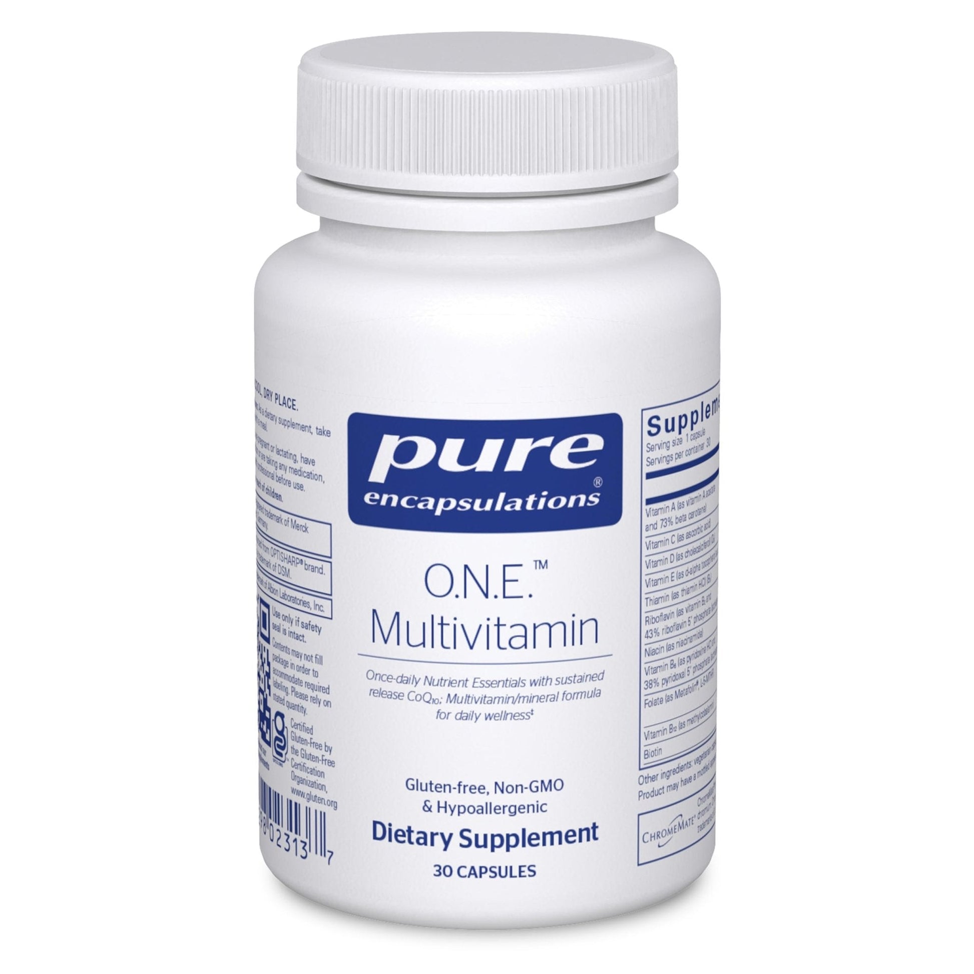 Pure Encapsulations O.N.E. Multivitamin - Once Daily Multivitamin with Antioxidant Complex Metafolin, CoQ10, and Lutein to Support Vision, Cognitive Function, and Cellular Health* - 30 Capsules - Maple Wellness Supplements