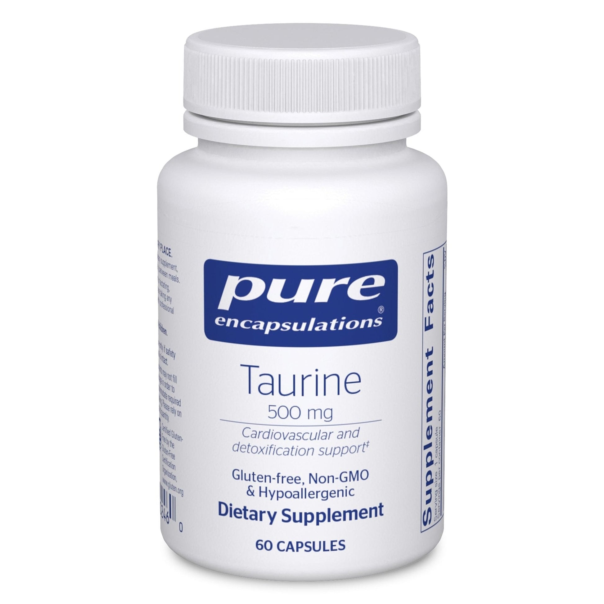 Pure Encapsulations Taurine 500 mg | Amino Acid Supplement for Liver, Eye Health, Antioxidants, Heart, Brain, and Muscles* | 60 Capsules - Maple Wellness Supplements