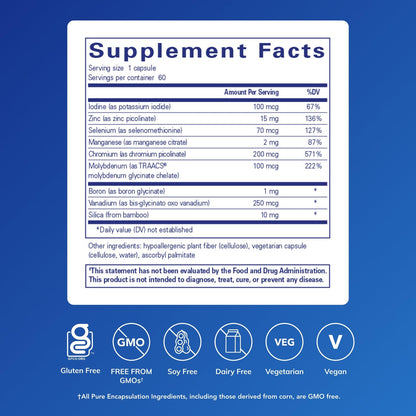 Pure Encapsulations Trace Minerals - Multimineral Supplement - Mineral Supplement - Supports Metabolism & Cellular Function* - Gluten Free & Vegan - 60 Capsules - Maple Wellness Supplements