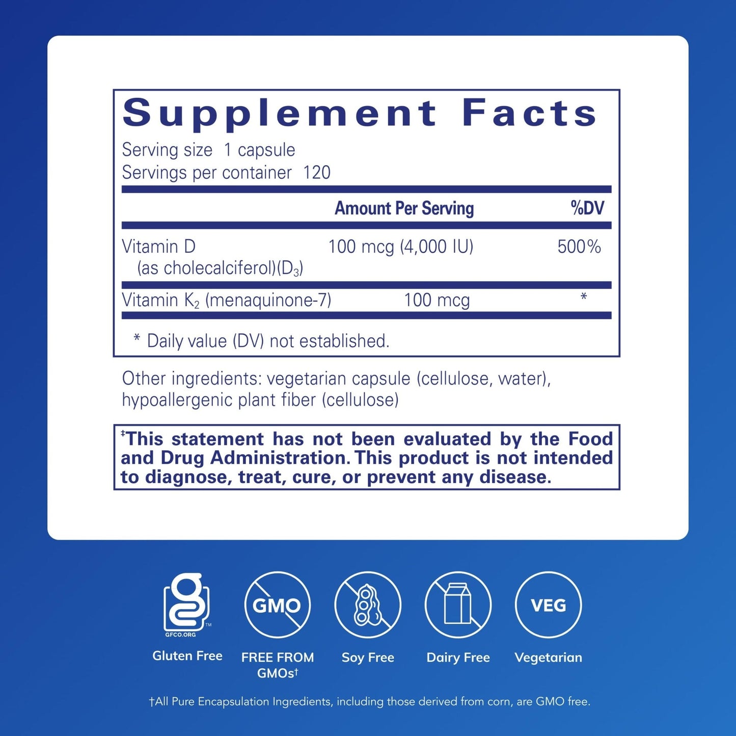 Pure Encapsulations Vitamin D3 & K2 - Bone & Vascular Health Support - Immune Function Support - Gluten Free - Non-GMO - 120 Capsules - Maple Wellness Supplements