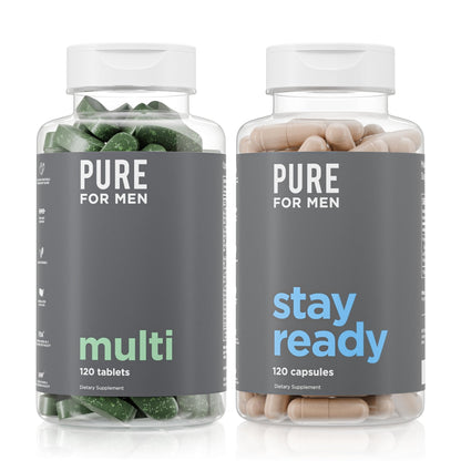 Pure for Men Original Stay Ready Fiber Supplement (120 Capsules) + Vegan Multivitamin (120 Capsules) - Maple Wellness Supplements