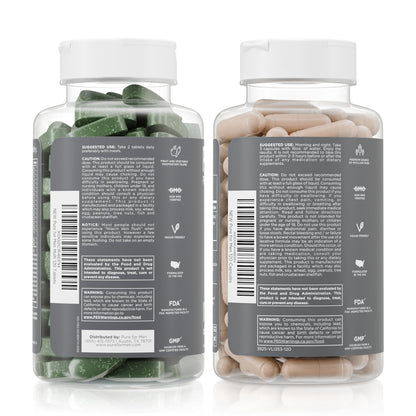 Pure for Men Original Stay Ready Fiber Supplement (120 Capsules) + Vegan Multivitamin (120 Capsules) - Maple Wellness Supplements