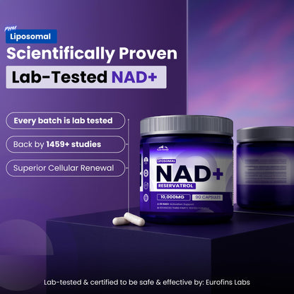 PURE HEALTH MAX PHM NAD Resveratrol Supplement - 10,000MG Extra Strength | NAD+ Liposomal Supplements for Men and Women | NMN & NMNH Alternative | 90 Capsules, 1.5 Months Supply - Maple Wellness Supplements