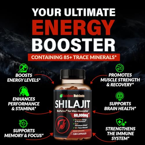 Pure Himalayan Shilajit Capsules Supplement (60,000mg+ Absorption Enhancer+50% - Maple Wellness Supplements