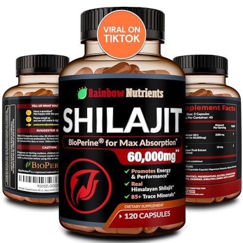 Pure Himalayan Shilajit Capsules Supplement (60,000mg+ Absorption Enhancer+50% - Maple Wellness Supplements