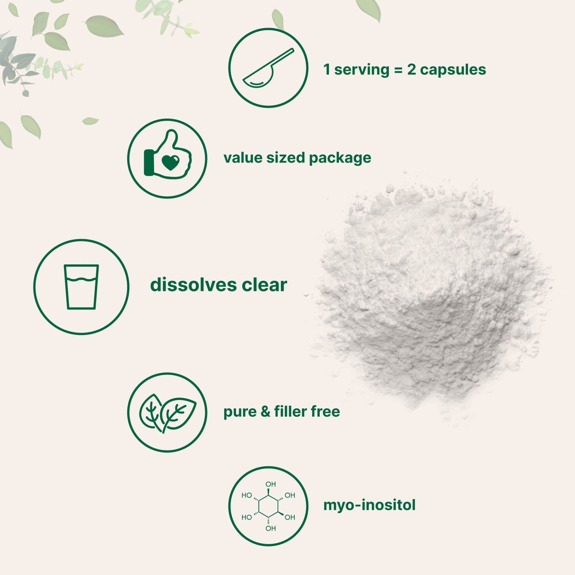 Pure Inositol Powder, Myo-Inositol B8 Powder, 1KG (2.2 Pounds), Strongly Supports Liver - Maple Wellness Supplements