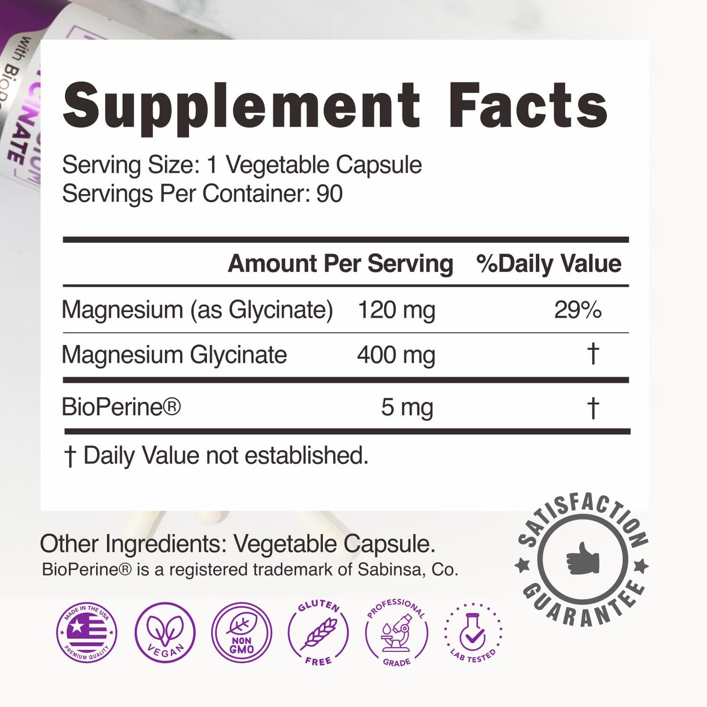 Pure Magnesium Glycinate 400mg - 5X Higher Absorption - Support Stress Relief, Sleep, Bone Health - 100% Chelated - Pure Magnesium Supplement - Maple Wellness Supplements