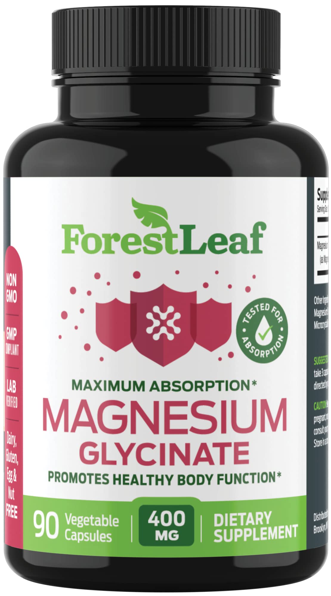 Pure Magnesium Glycinate 400mg Serving - High Absorption Magnesium Glycinate - Mag Bisglycinate for Stress, Bones, Muscles, Nerves, - Maple Wellness Supplements
