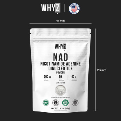 Pure NAD Powder Nicotinamide Adenine Dinucleotide Supplement Unflavored and Gluten-Free Premium Pure NAD Powder for Daily Wellness and Nutrition Support, 40g - Maple Wellness Supplements