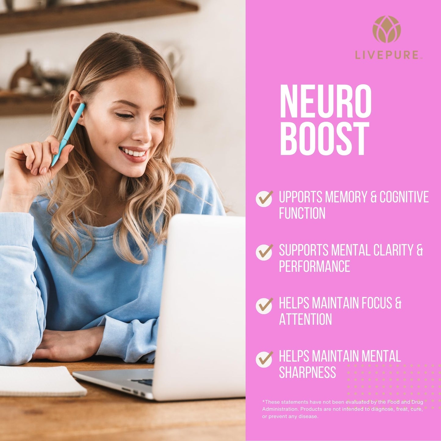 Pure Neuro Boost | 30 Capsules | Supplement to Support Energy, Memory, and Focus | Supports Better Concentration & Healthy Brain Function - Maple Wellness Supplements