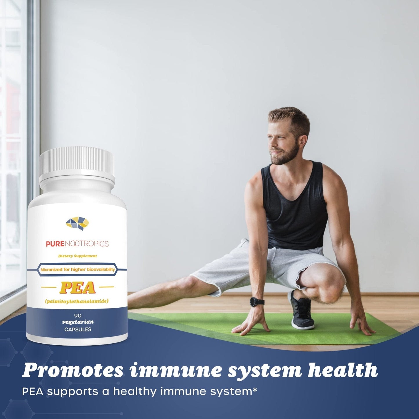 Pure Nootropics - Palmitoylethanolamide (Micronized Pea) 400 mg Capsules | 90 Veg Caps Value Pack | Supports Relief from Occasional Discomfort | Supports Immune System - Maple Wellness Supplements