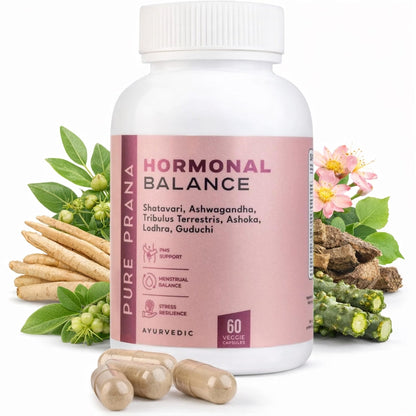 Pure Prana Ayurvedic Hormone Balance for Women - Shatavari & Ashwagandha Supplement for PMS Relief & Menstrual Support - Menopause, Perimenopause & Cortisol Support - 60 Capsules - Maple Wellness Supplements