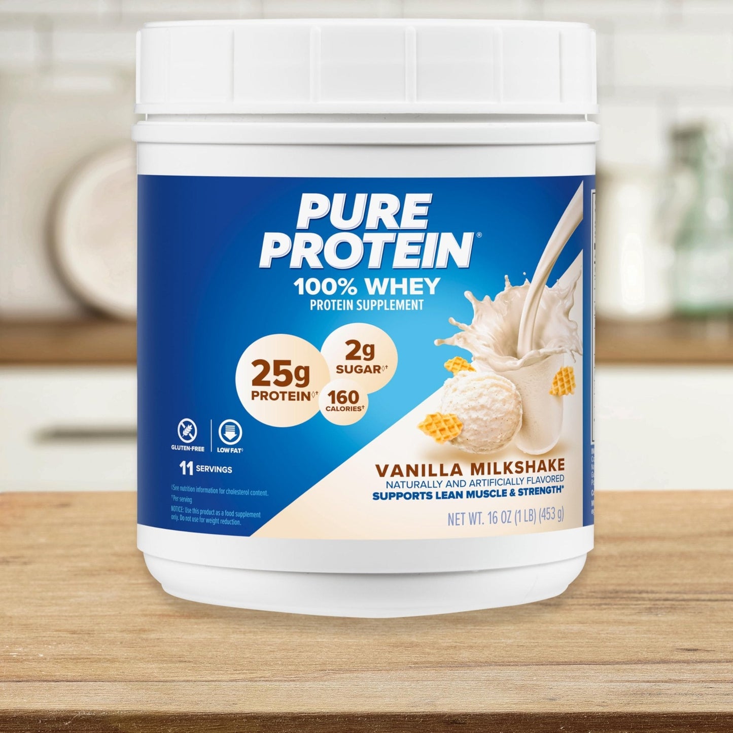 Pure Protein Powder, Whey, High Protein, Low Sugar, Gluten Free, Vanilla Cream, 1 lb - Maple Wellness Supplements