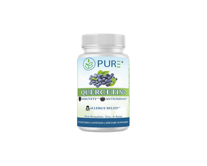 PURE® Quercetin+ with Zinc, Bromelain, Rutin Immune Shield - 60 Capsules - High Bioavailability Antioxidant Complex for Respiratory Health & Viral Defense - Made in USA - Maple Wellness Supplements