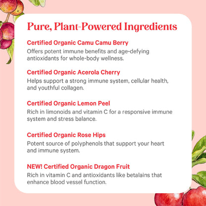 PURE SYNERGY Pure Radiance C | Organic Vitamin C Capsules | 100% Natural, Whole Food, Non-GMO Supplement with Organic Camu Camu - Maple Wellness Supplements