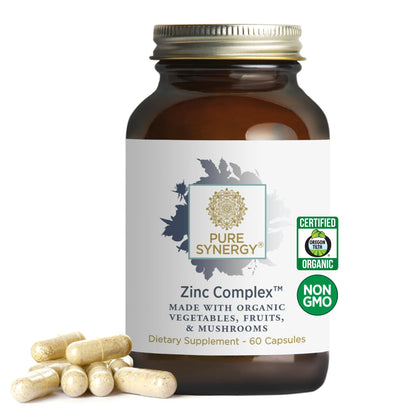 PURE SYNERGY Zinc Complex | Immune Support Supplement | Natural, Vegan Zinc Complex with Vitamin C and Organic Whole Foods | for Immune - Maple Wellness Supplements