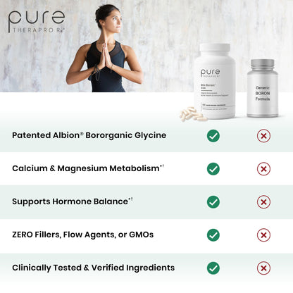 Pure TheraPro Rx Bio Boron 10mg, 3 Months Supply - Bororganic Glycine Boron for Men & Women - Premium Formula for Bone Health, Joint Flexibility - Maple Wellness Supplements