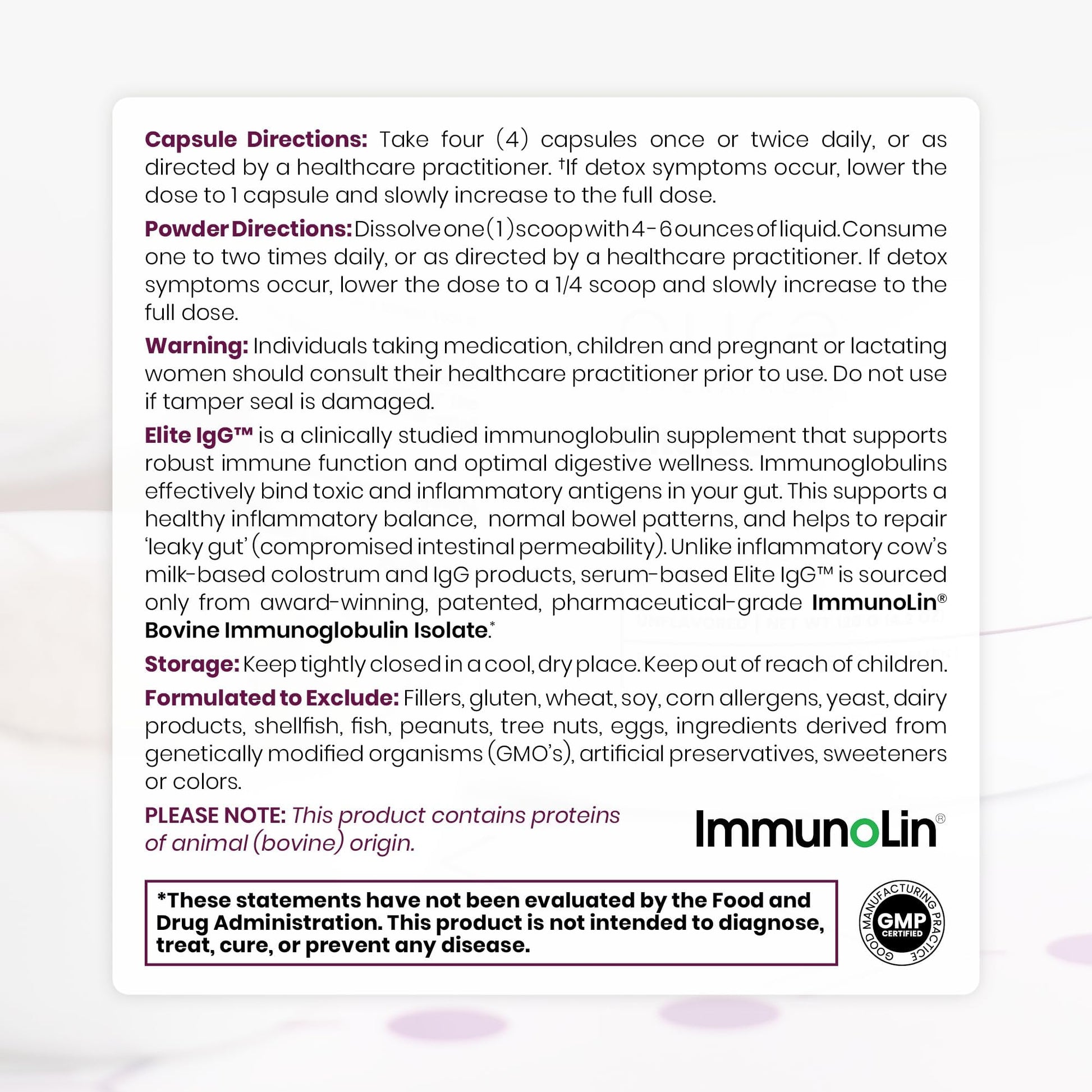 Pure Therapro Rx Elite IgG Immunoglobulin Supplement, 120 Caps - Gut Health & Immune Support, 1100 mg IgG, IGA & IgM, Sunflower Lecithin | Dairy & Gluten - Maple Wellness Supplements