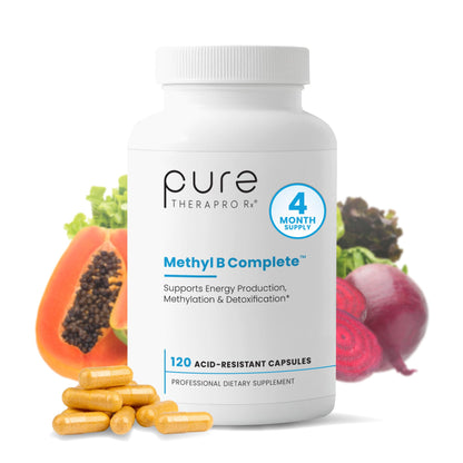 Pure Therapro Rx Methylated B Complex Vitamins Made in USA, 4 Month Supply | Methyl B Complete Quatrefolic 5-MTHF Folate, B12 Methylcobalamin, - Maple Wellness Supplements