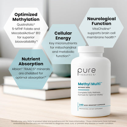 Pure Therapro Rx Methylated Multivitamin for Men and Women | Made in USA | Methyl Multi Without Iron Methyl B12 & Methylfolate - Maple Wellness Supplements