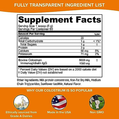 Pure Velvet Colostrum Powder for Gut Health, Bloating, Hair Growth, Immune Support - Maple Wellness Supplements