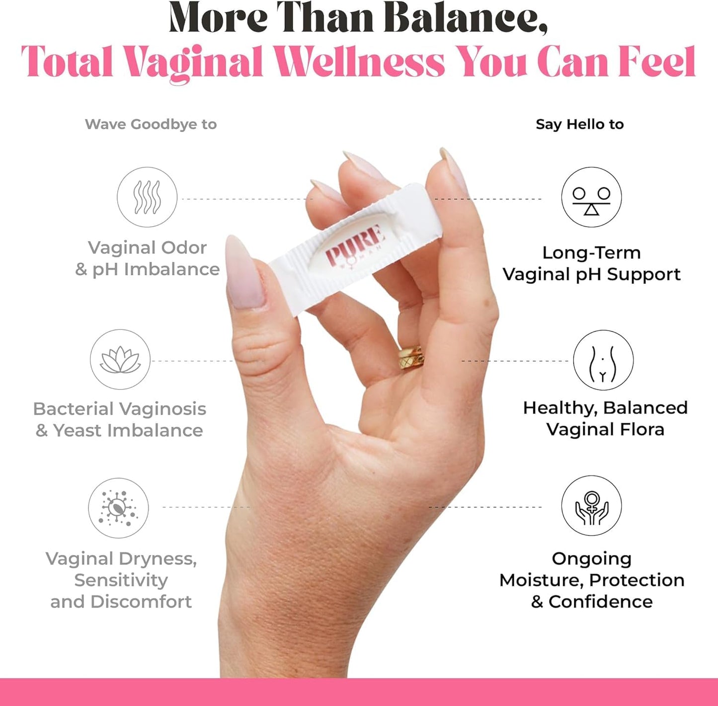 PURE WOMAN - pH-ighter Vaginal Boric Acid Suppositories for Women - Hyaluronic Acid - 4 in 1 Vaginal Suppositories for Discomfort, Dryness, Odor & pH Balance- Full Vaginal Health Care - 7pk - Maple Wellness Supplements