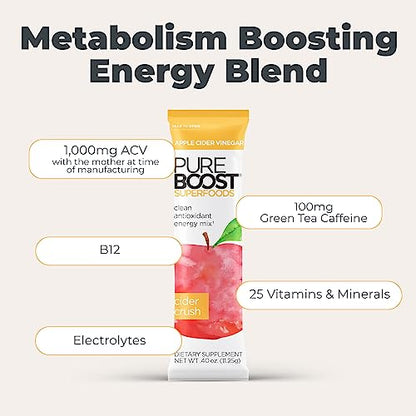 Pureboost Apple Cider Vinegar Superfoods Clean Energy Drink Mix, Boosted with 1,000 mg - Maple Wellness Supplements