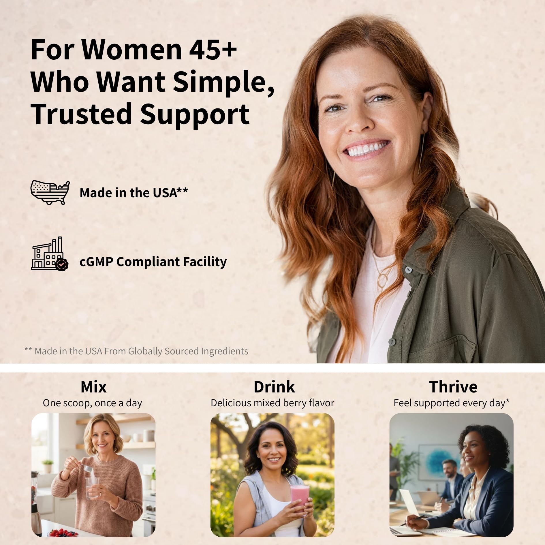 Pureffi Women’s 45+ All-in-One Multivitamin Powder, 33 Ingredients, Menopausal Well-Being Support, Probiotics for Digestive Support - Maple Wellness Supplements