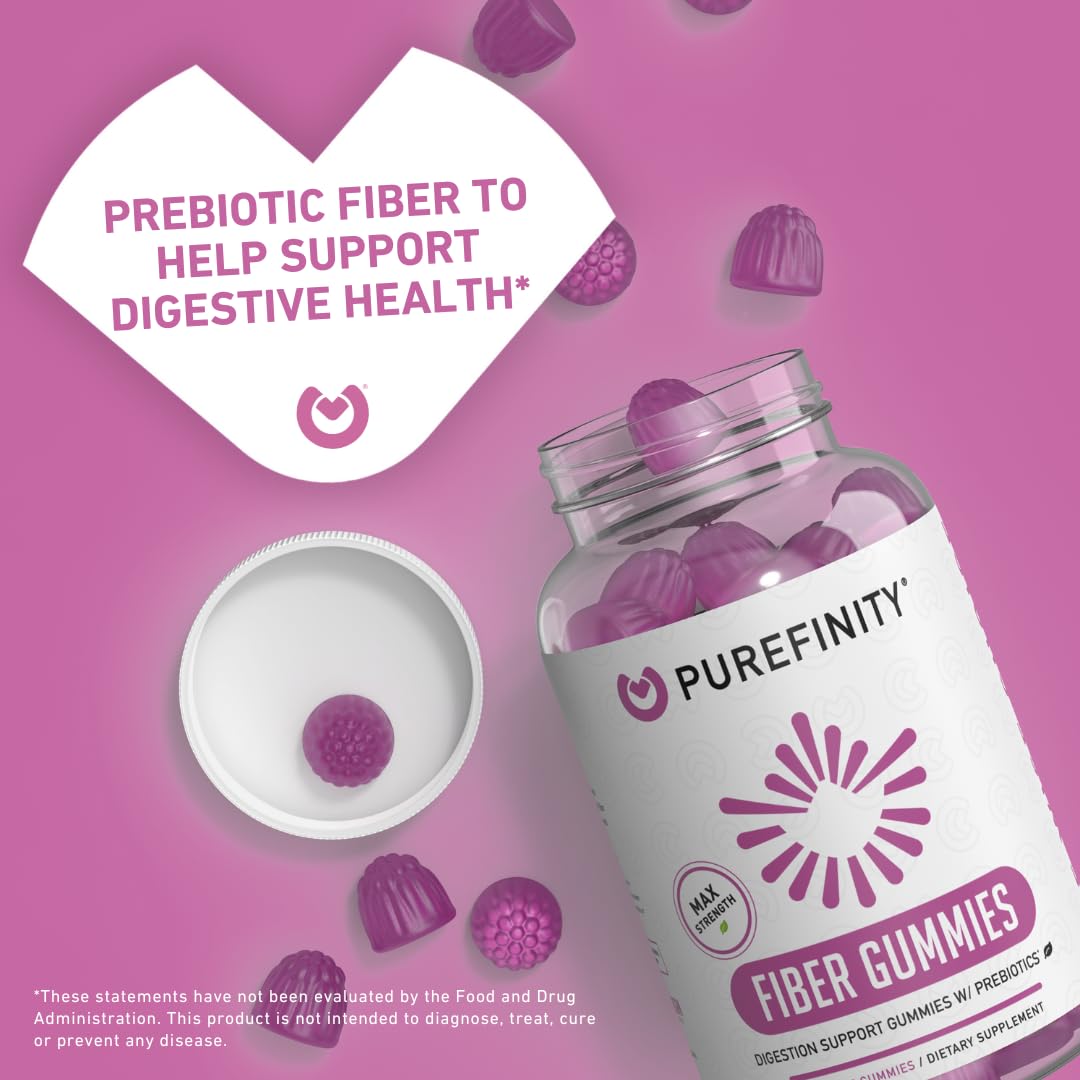 PUREFINITY Fiber Gummies for Adults with Inulin FOS from Chicory Root, Sugar Free Prebiotic Supplement for Daily Digestion - Maple Wellness Supplements