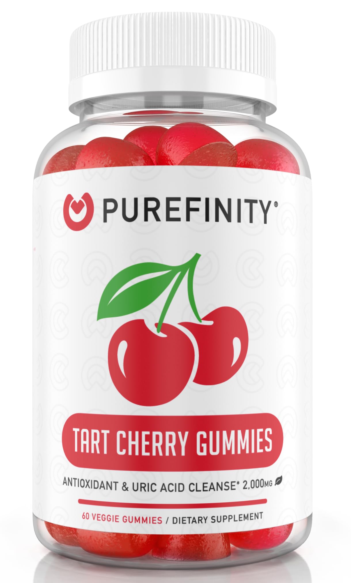 PUREFINITY Tart Cherry Gummies – Uric Acid Flush for Joint Relief & Recovery, Raw Juice Extract Antioxidant – Non-GMO, Gluten Free, Vegan, 60 Count - Maple Wellness Supplements
