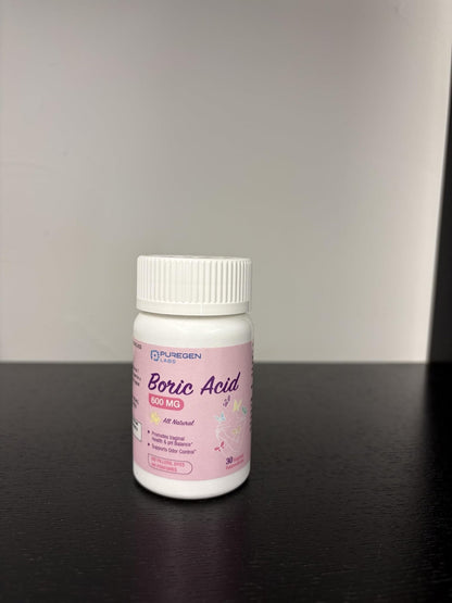 Puregen Labs Boric Acid 600 mg Vaginal Suppositories - 100% Pure | All Natural Without Dyes or Fillers | Made in USA - Supports Vaginal pH Balance and Odor Control (30 Count) - Maple Wellness Supplements