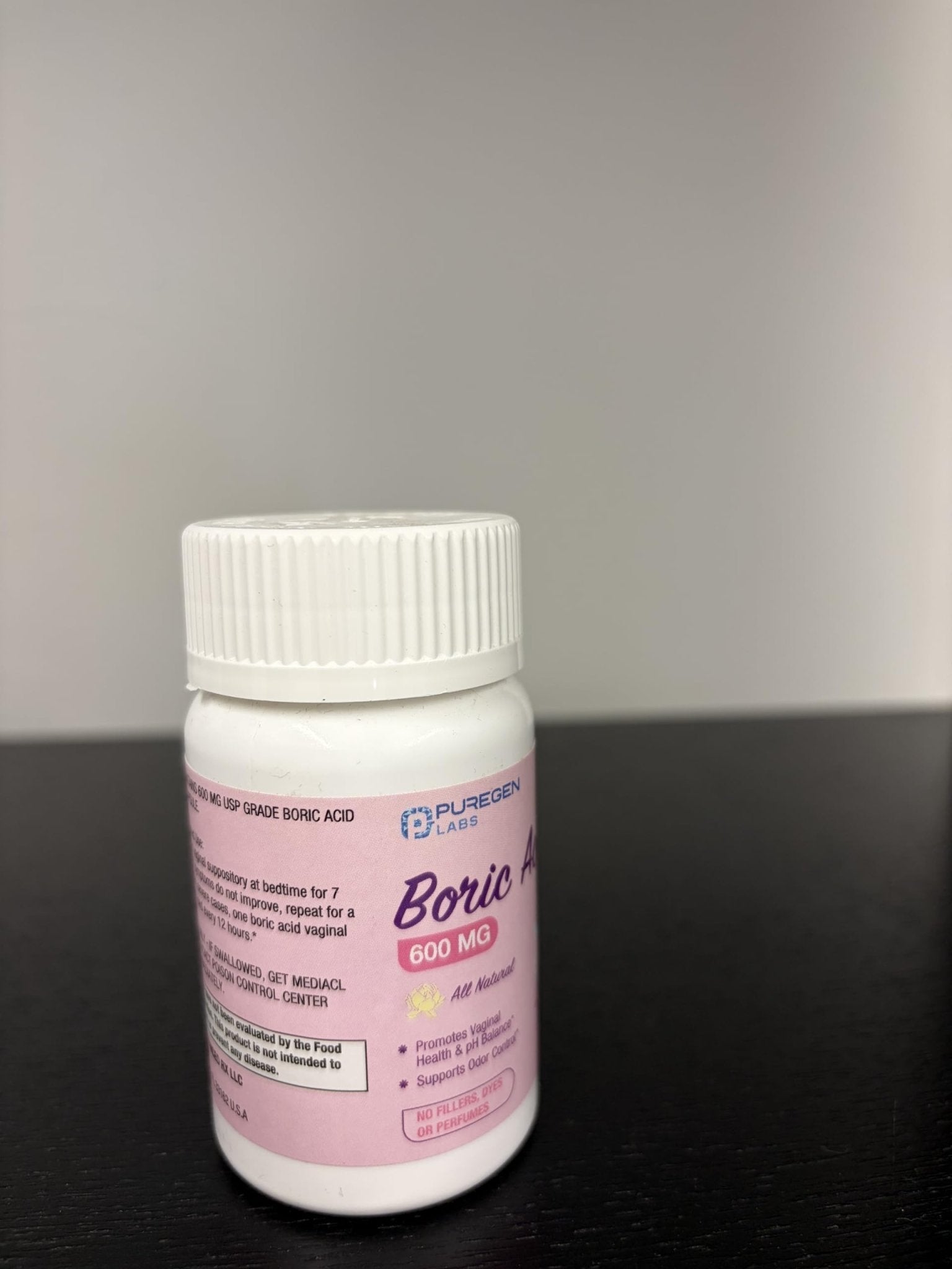 Puregen Labs Boric Acid 600 mg Vaginal Suppositories - 100% Pure | All Natural Without Dyes or Fillers | Made in USA - Supports Vaginal pH Balance and Odor Control (30 Count) - Maple Wellness Supplements