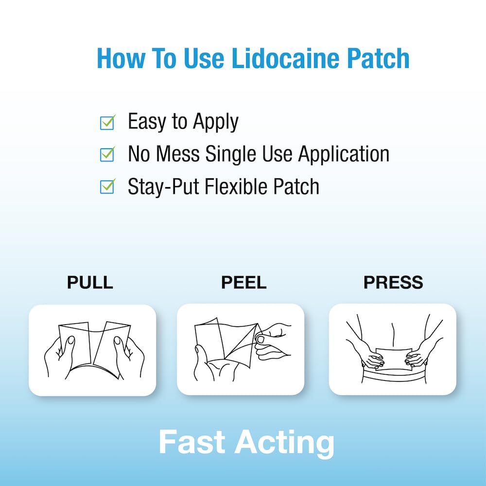 Puregen Labs Lidocaine 4% Numbing Patch - Total 60 Patches Maximum Strength | Fast Acting Temporary Relief of Aches | Back, Neck, Shoulders, Elbows and Knees - Maple Wellness Supplements