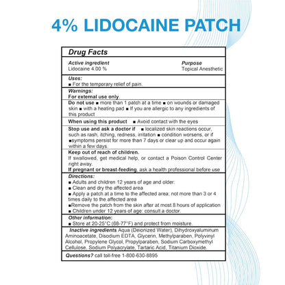 Puregen Labs Lidocaine 4% Numbing Patch - Total 60 Patches Maximum Strength | Fast Acting Temporary Relief of Aches | Back, Neck, Shoulders, Elbows and Knees - Maple Wellness Supplements